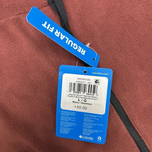 Columbia 1/2 Zip Fleece Jacket Sz Large Mens Maroon Sequoia Grove $60 - Picture 12 of 12